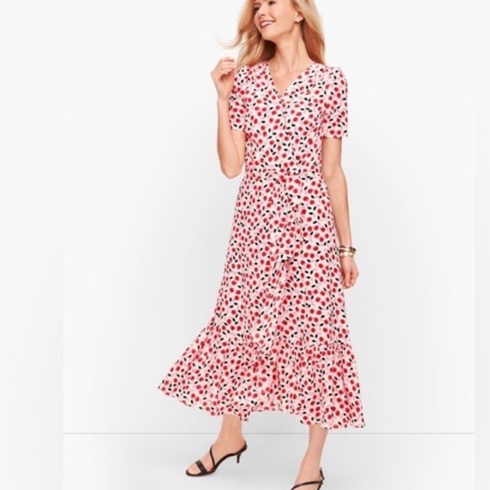 NWT floral tulip short sleeve midi dress flutter hem